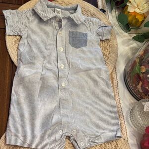 Carter's Blue and White Striped Baby Romper. Used once. Like new condition
